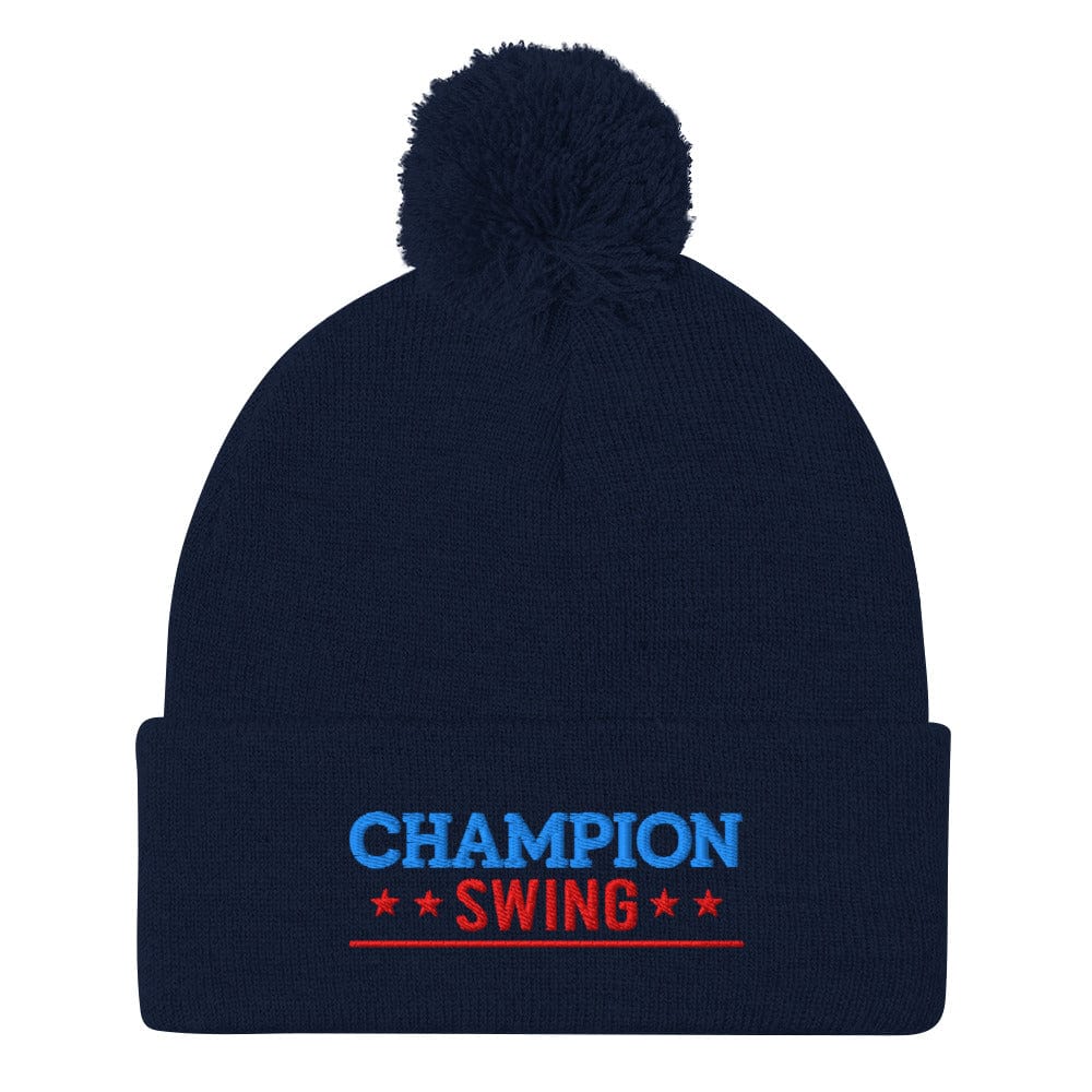 Champion Swing Stars Design Embroidered Golf Pom-Pom Beanie - Funny Golf Tee by Swing Epic