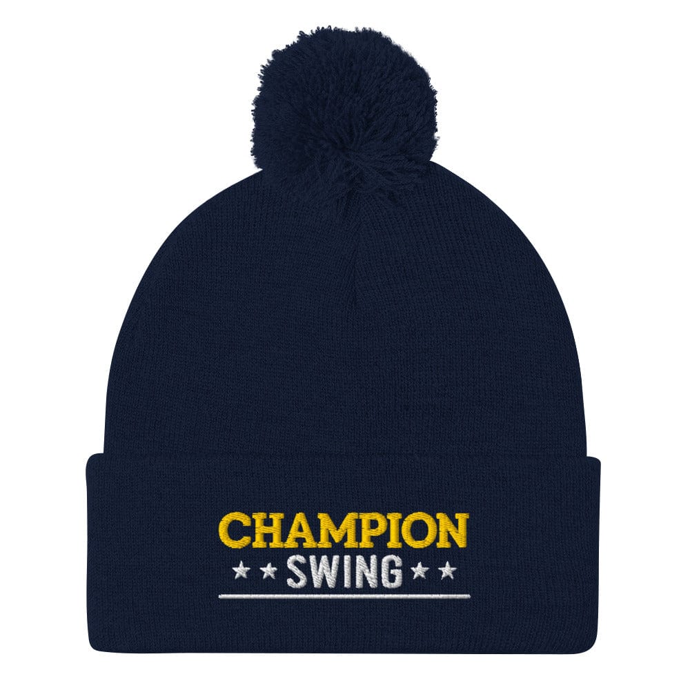 Champion Swing Stars Design Embroidered Golf Pom-Pom Beanie - Funny Golf Tee by Swing Epic