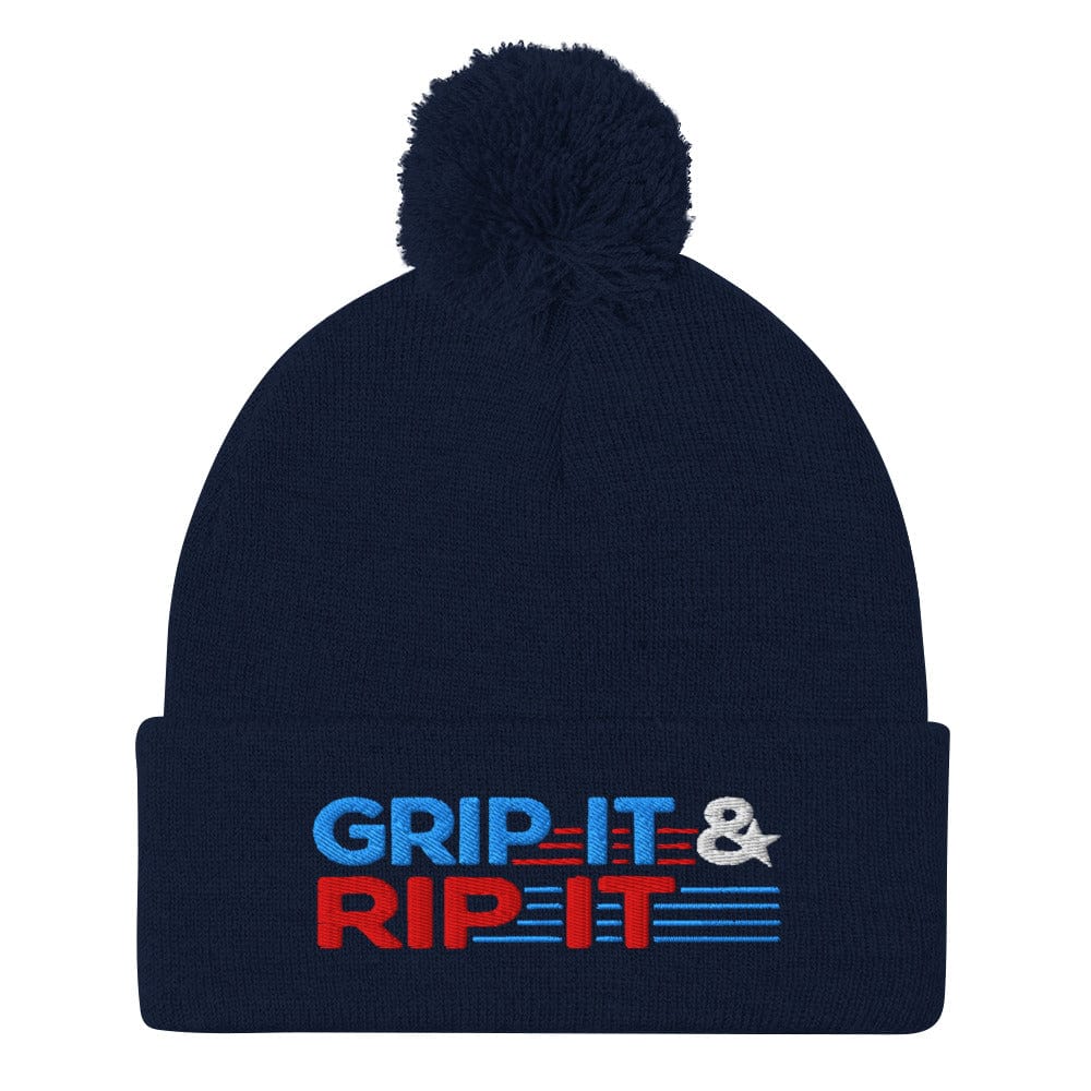 Grip It & Rip It Star Fun Embroidered Golf Pom-Pom Beanie - Funny Golf Tee by Swing Epic