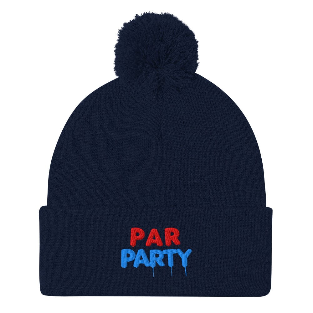 Par Party Fun Embroidered Golf Pom-Pom Beanie - Funny Golf Tee by Swing Epic