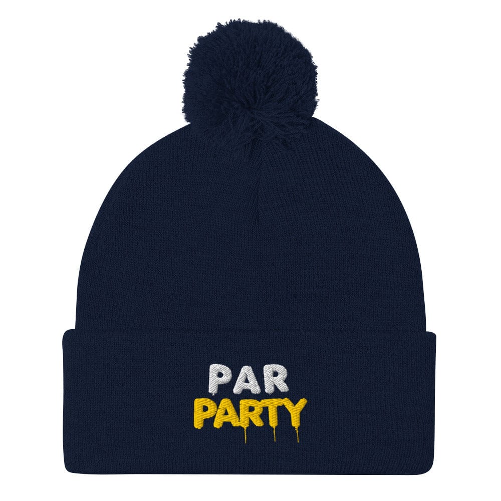 Par Party Fun Embroidered Golf Pom-Pom Beanie - Funny Golf Tee by Swing Epic