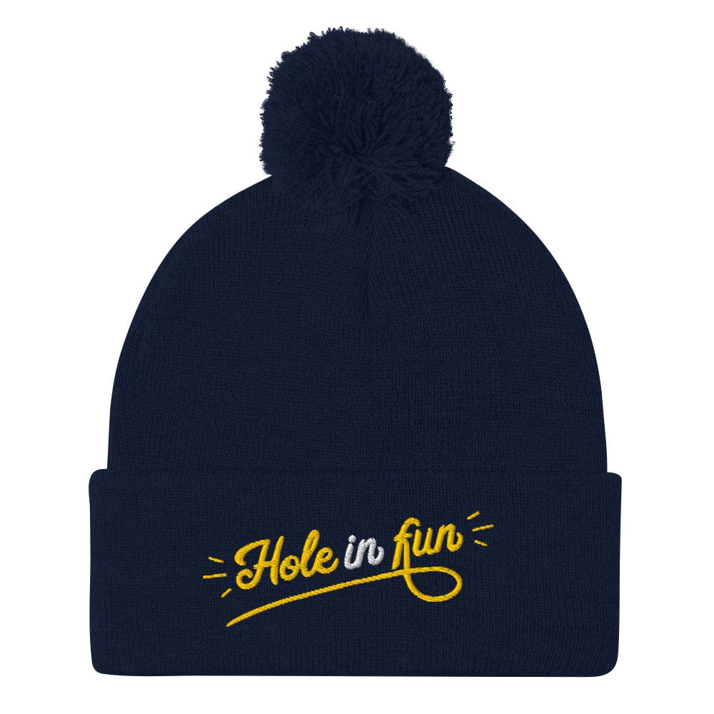Hole in Fun Embroidered Golf Pom-Pom Beanie - Funny Golf Tee by Swing Epic