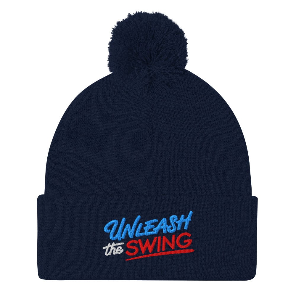 Unleash The Swing Embroidered Golf Pom-Pom Beanie - Funny Golf Tee by Swing Epic