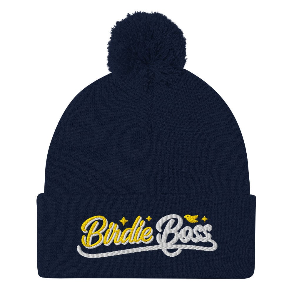 Birdie Boss Embroidered Golf Pom-Pom Beanie - Funny Golf Tee by Swing Epic