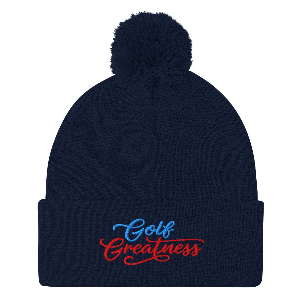 Golf Greatness Fun Embroidered Golf Pom-Pom Beanie - Funny Golf Tee by Swing Epic