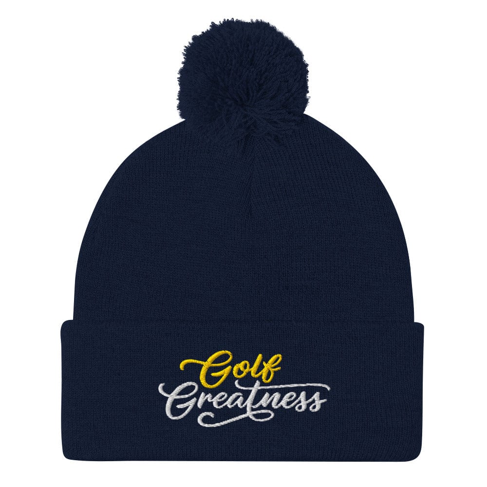 Golf Greatness Fun Embroidered Golf Pom-Pom Beanie - Funny Golf Tee by Swing Epic