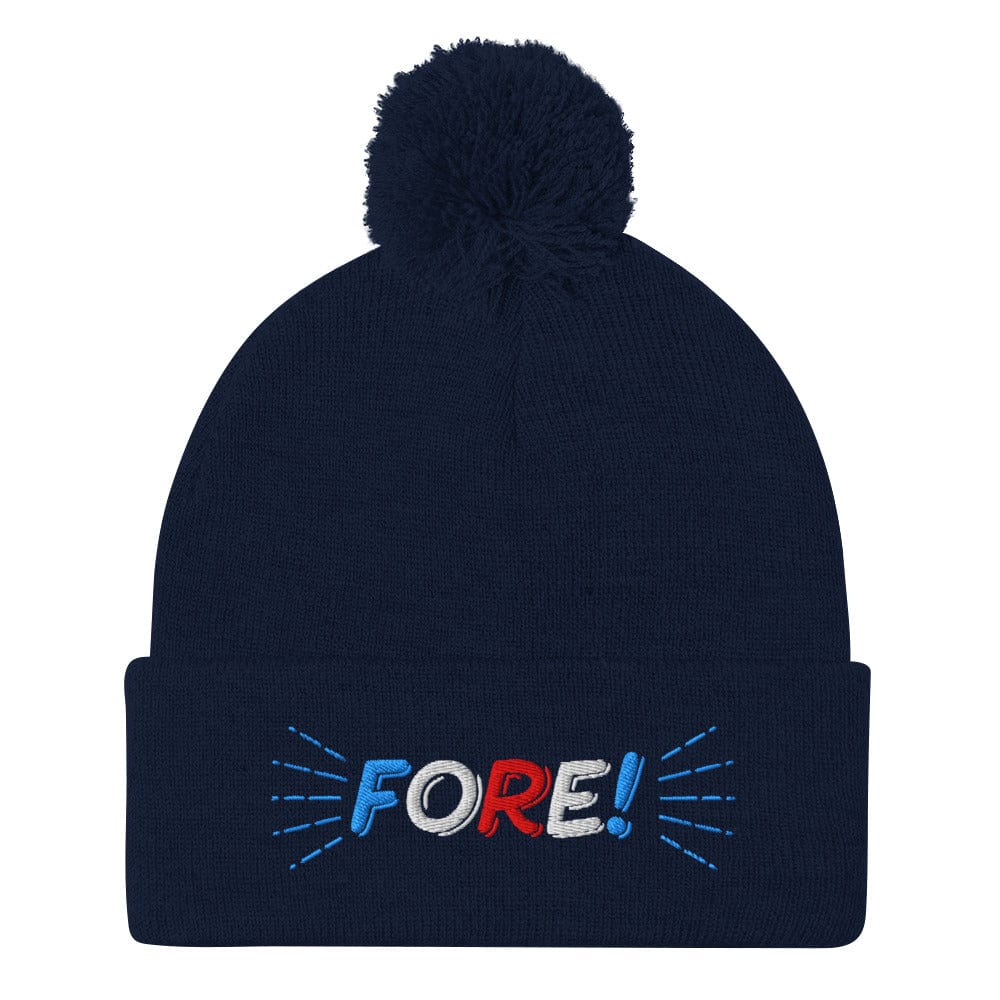 FORE! Quirky Embroidered Golf Pom-Pom Beanie - Funny Golf Tee by Swing Epic