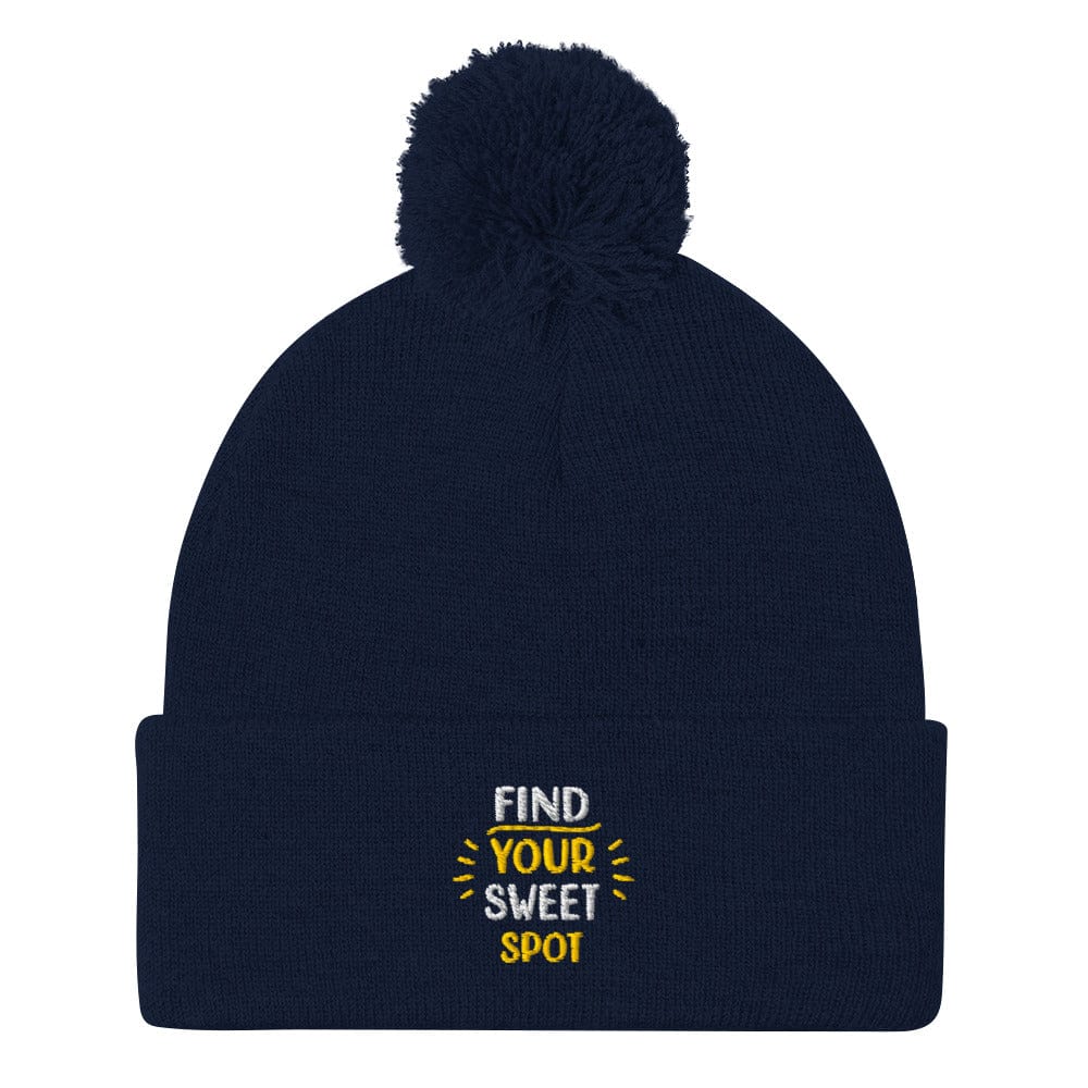 Find Your Sweet Spot Fun Embroidered Golf Pom-Pom Beanie - Funny Golf Tee by Swing Epic