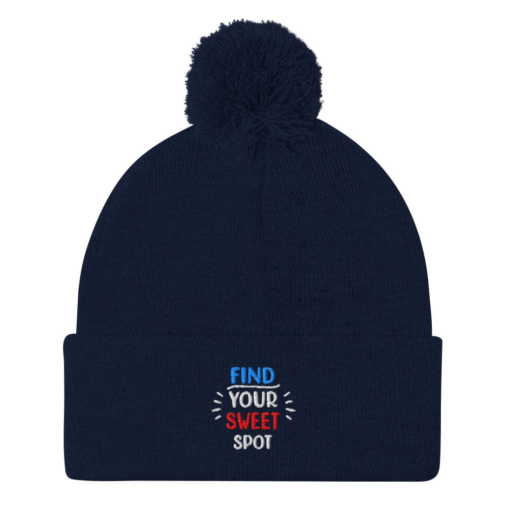 Find Your Sweet Spot Fun Embroidered Golf Pom-Pom Beanie - Funny Golf Tee by Swing Epic