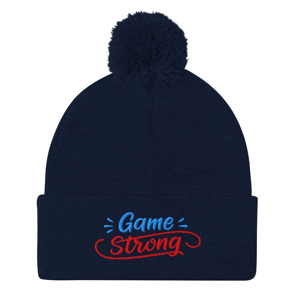Game Strong Fun Spirit Embroidered Golf Pom-Pom Beanie - Funny Golf Tee by Swing Epic