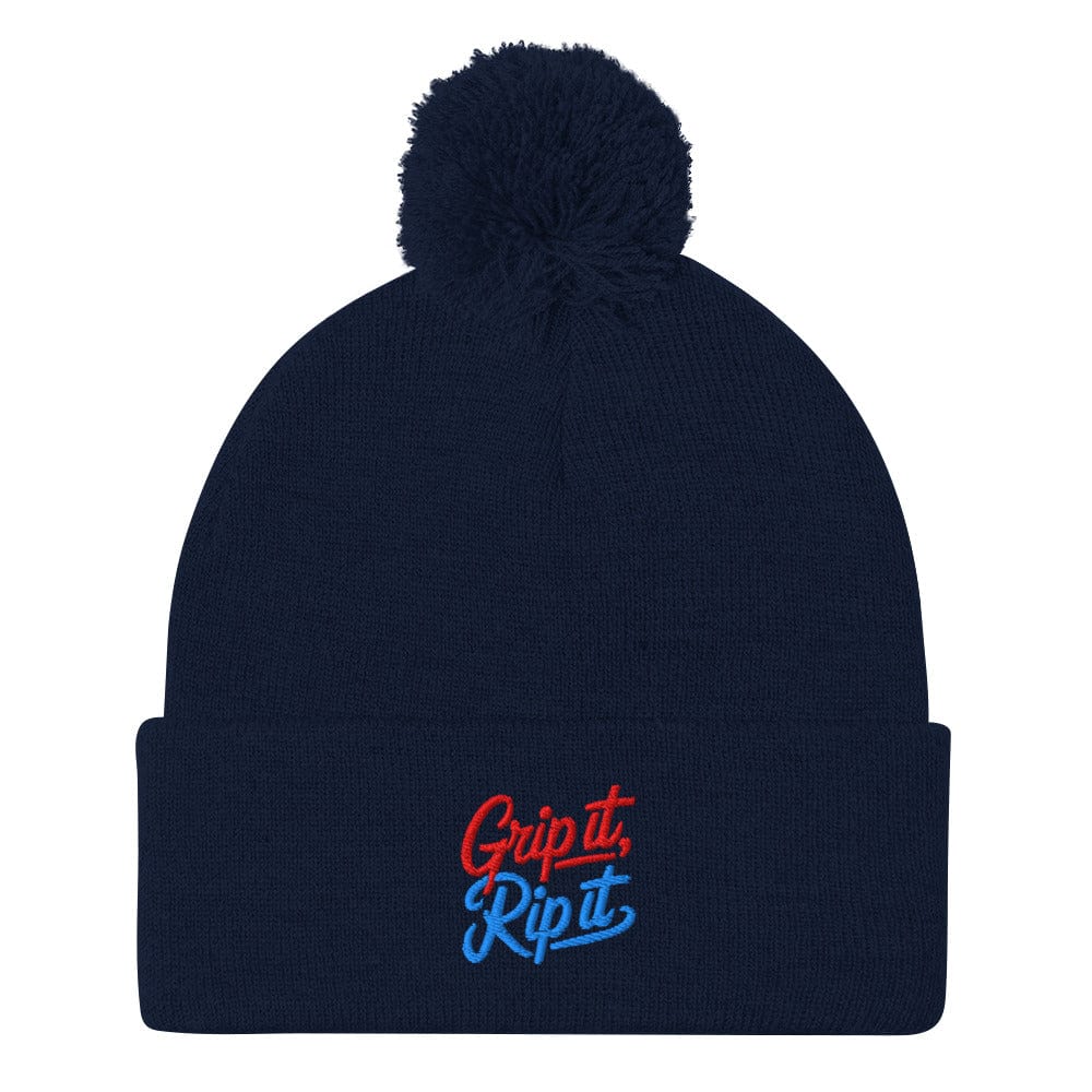 Grip It Rip It Embroidered Golf Pom-Pom Beanie - Funny Golf Tee by Swing Epic