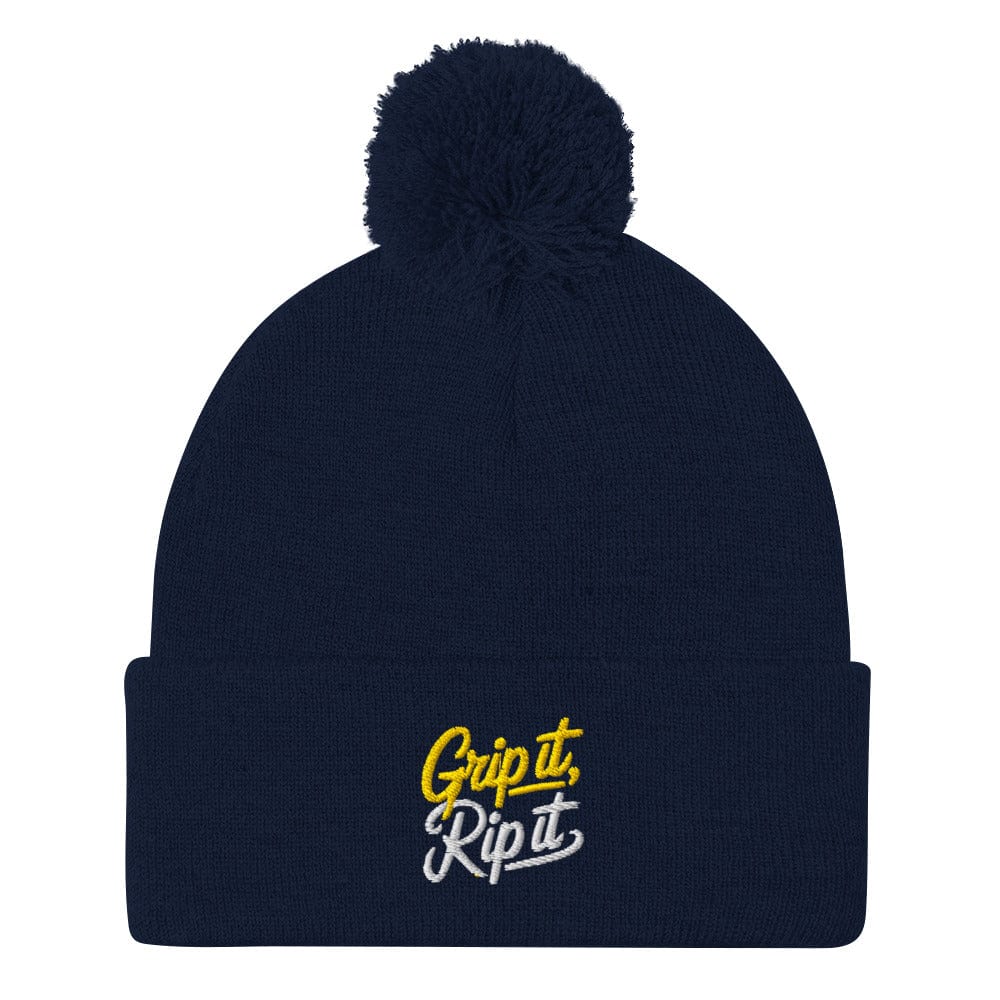 Grip It Rip It Embroidered Golf Pom-Pom Beanie - Funny Golf Tee by Swing Epic