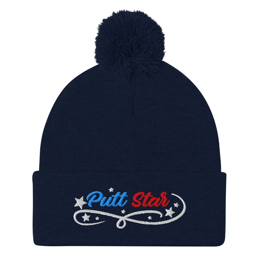 Putt Star Quirky Spirit Embroidered Golf Pom-Pom Beanie - Funny Golf Tee by Swing Epic