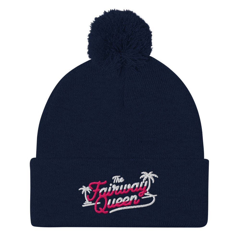 The Fairway Queen Embroidered Golf Pom-Pom Beanie - Funny Golf Tee by Swing Epic