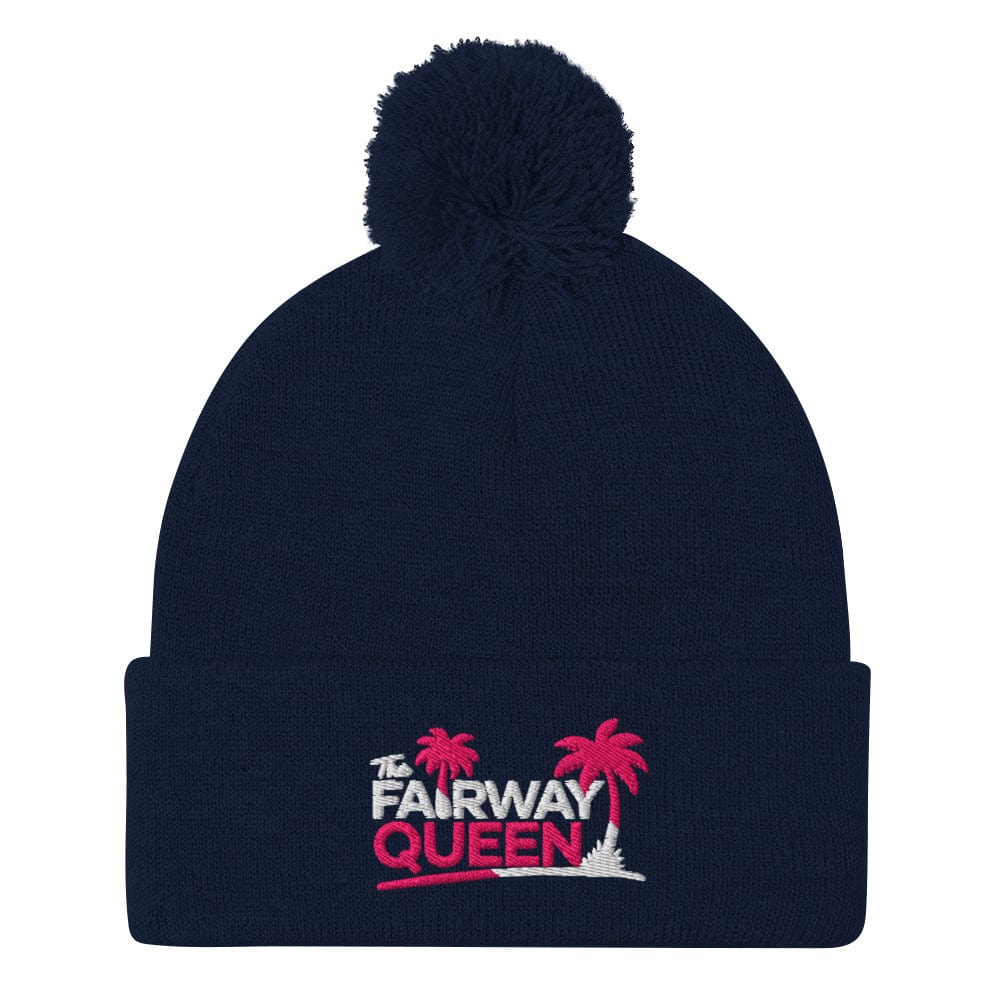 The Fairway Queen Embroidered Golf Pom-Pom Beanie - Funny Golf Tee by Swing Epic
