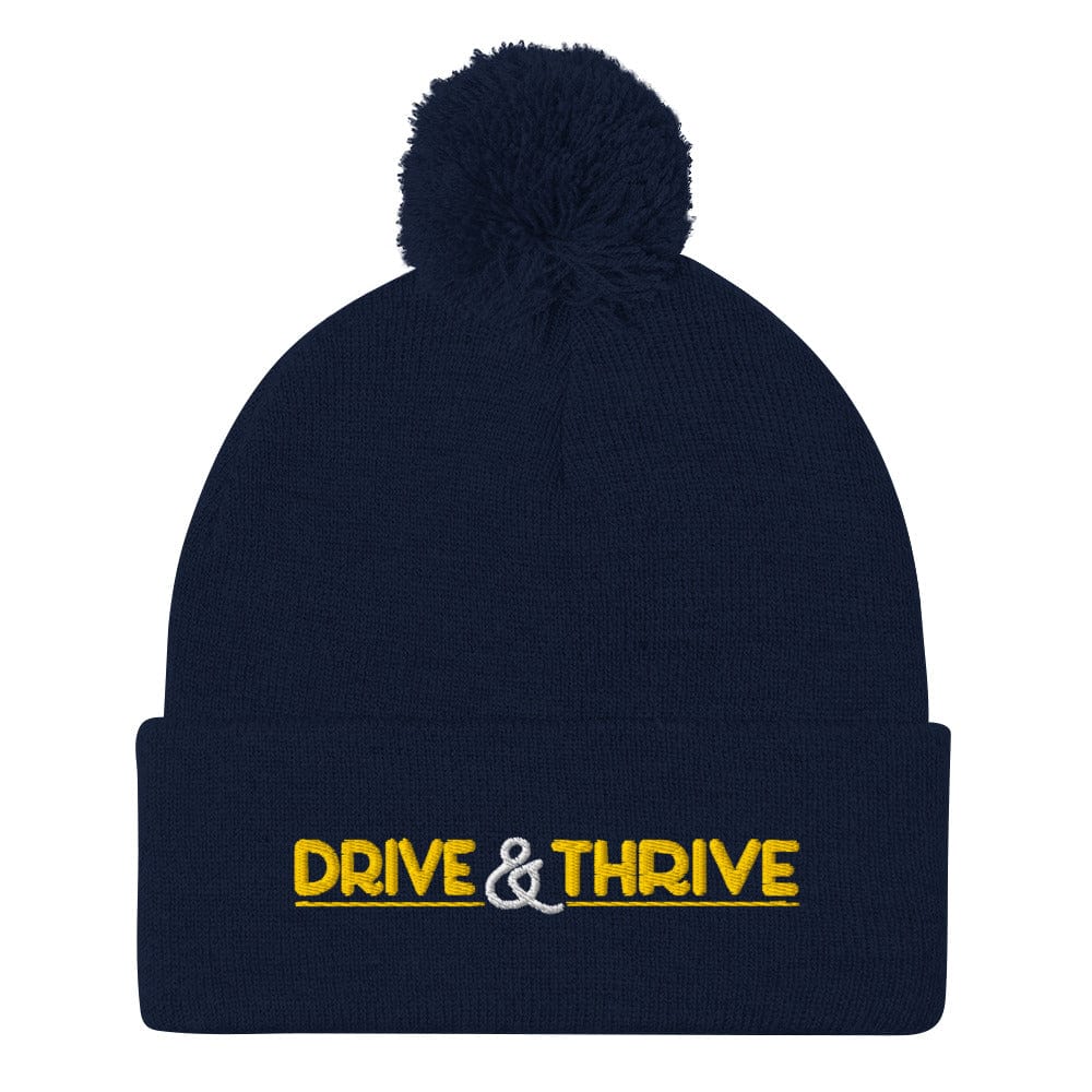 Drive & Thrive Embroidered Golf Pom-Pom Beanie - Funny Golf Tee by Swing Epic