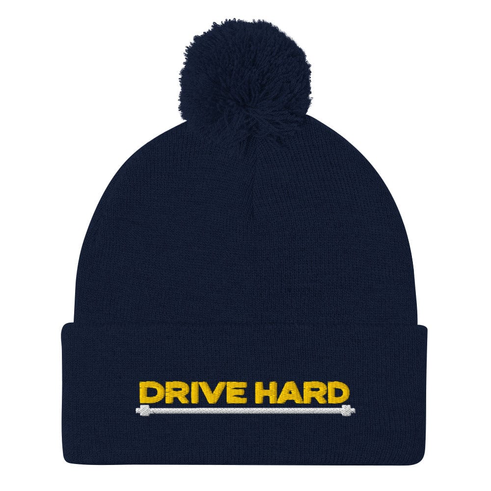 Drive Hard Embroidered Golf Pom-Pom Beanie - Funny Golf Tee by Swing Epic