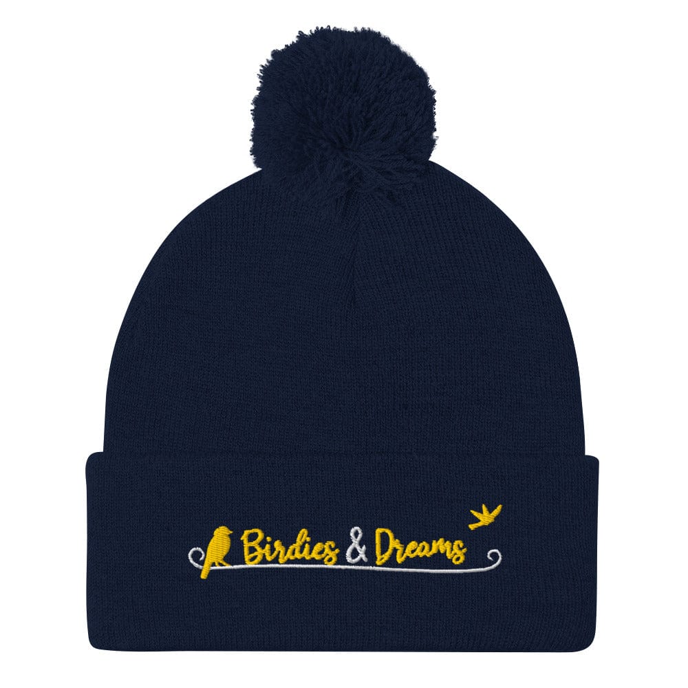 Birdies & Dreams Embroidered Golf Pom-Pom Beanie - Funny Golf Tee by Swing Epic