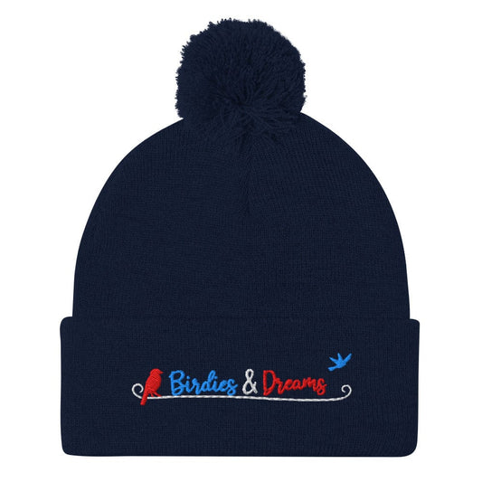 Birdies & Dreams Embroidered Golf Pom-Pom Beanie - Funny Golf Tee by Swing Epic