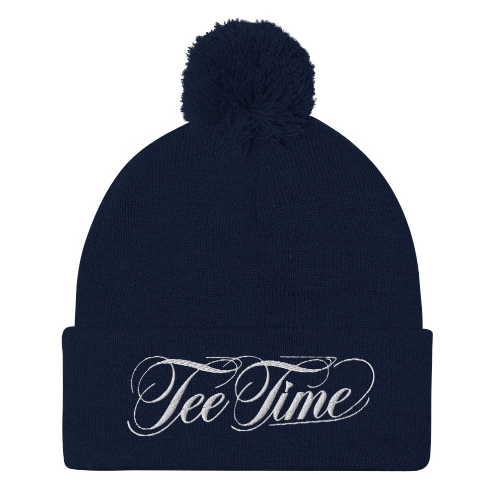 Tee Time Engaging Fun Embroidered Golf Pom-Pom Beanie - Funny Golf Tee by Swing Epic