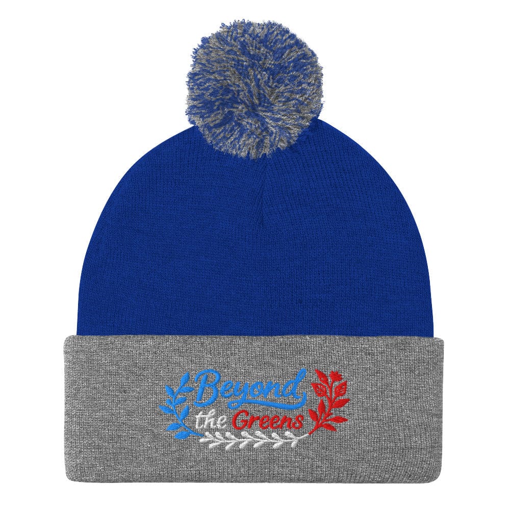 Beyond the Greens Embroidered Golf Pom-Pom Beanie - Funny Golf Tee by Swing Epic