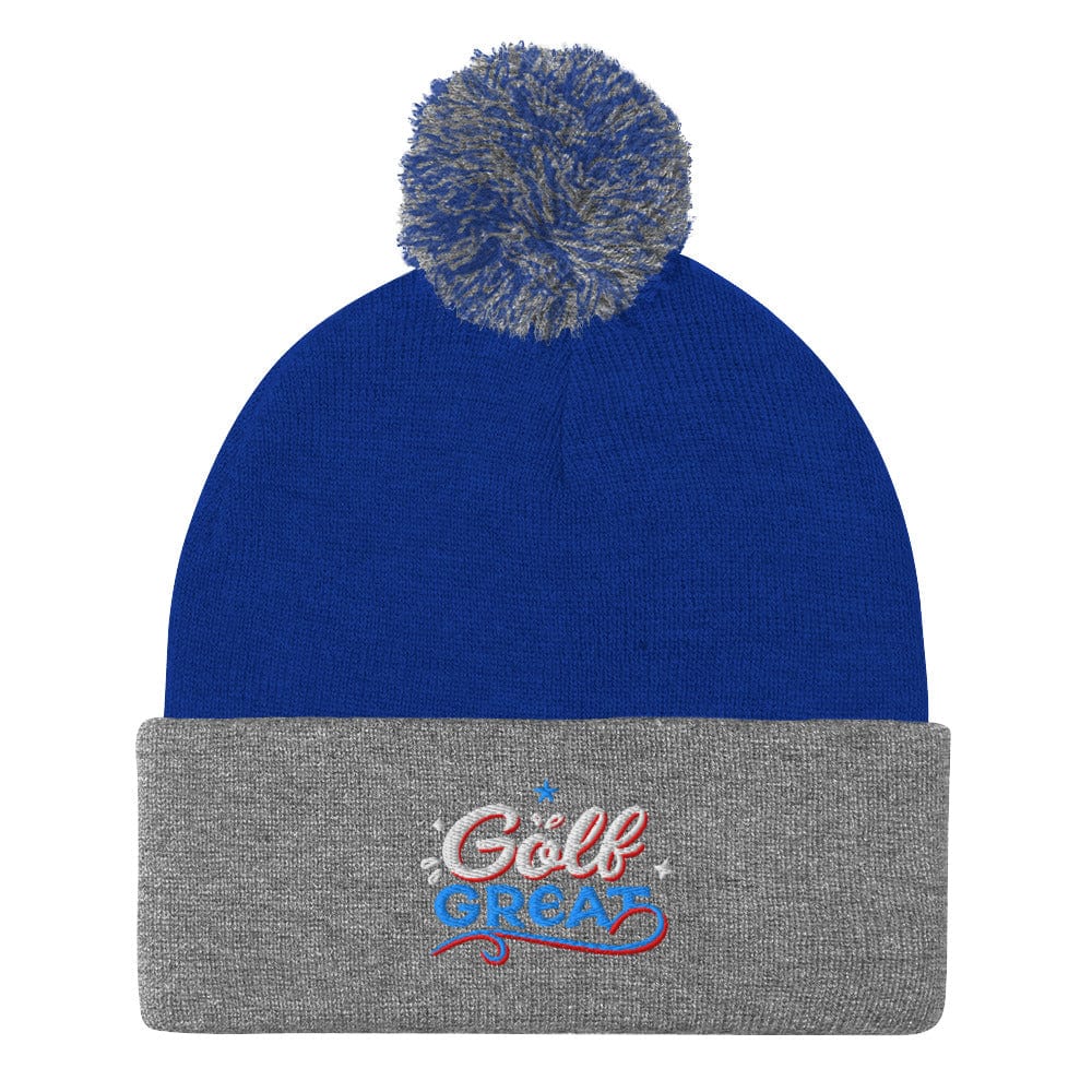 Golf Great Fun Design Embroidered Golf Pom-Pom Beanie - Funny Golf Tee by Swing Epic