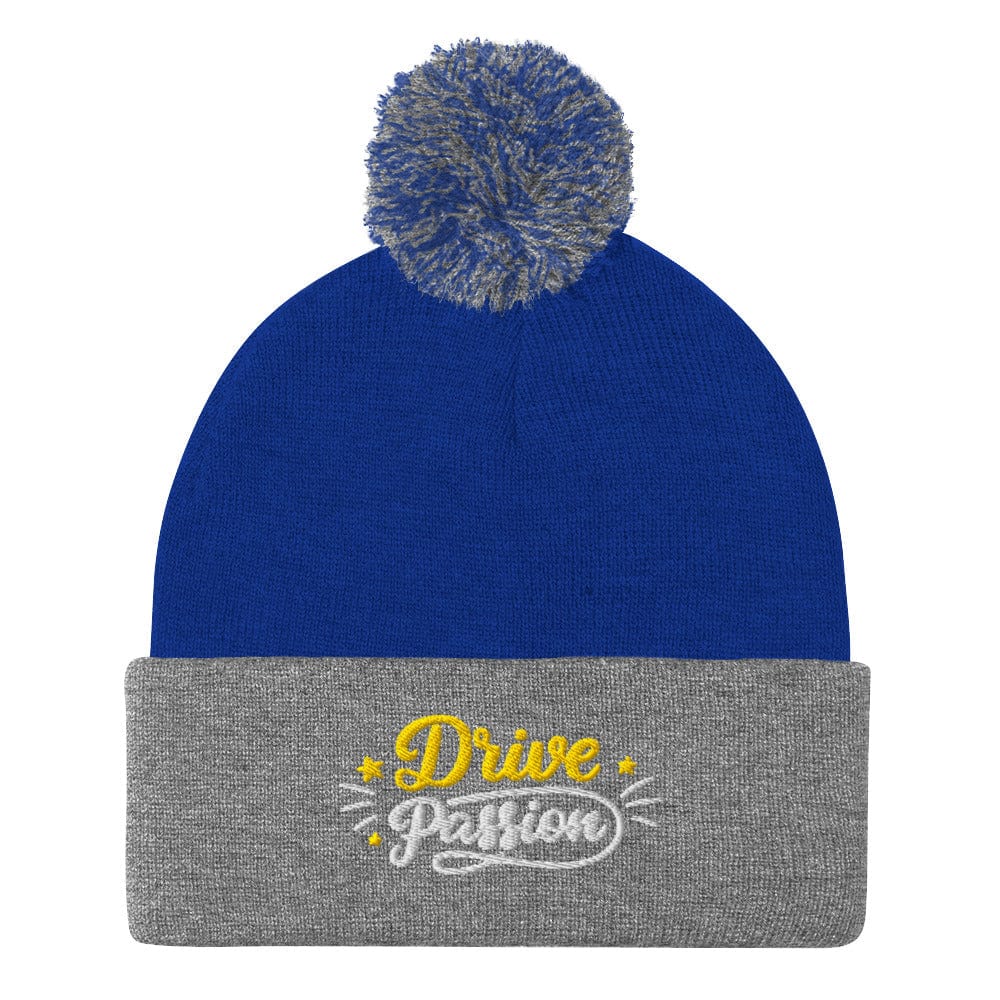 Drive Passion Fun Quirky Unique Embroidered Golf Pom-Pom Beanie - Funny Golf Tee by Swing Epic