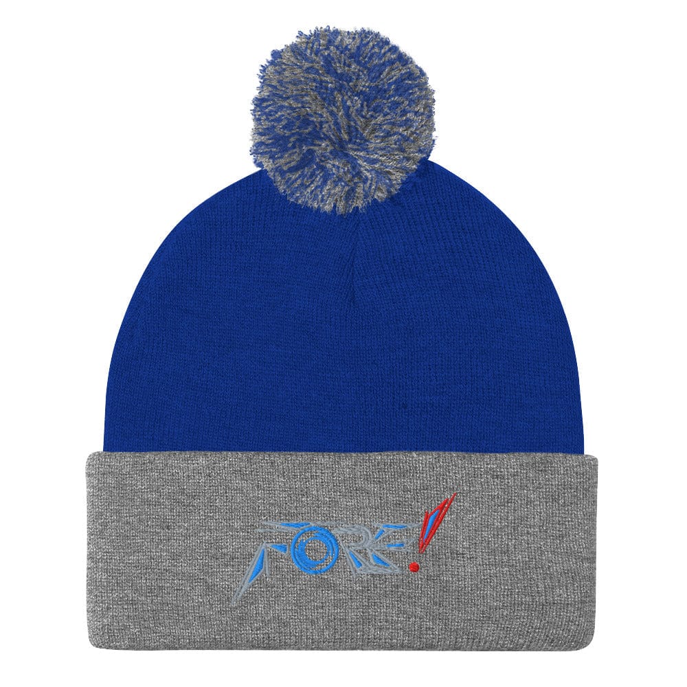 FORE! Unique Geometric Design Embroidered Golf Pom-Pom Beanie - Funny Golf Tee by Swing Epic