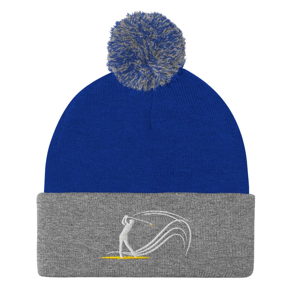 Swing Into Action Dynamic Design Embroidered Golf Pom-Pom Beanie - Funny Golf Tee by Swing Epic