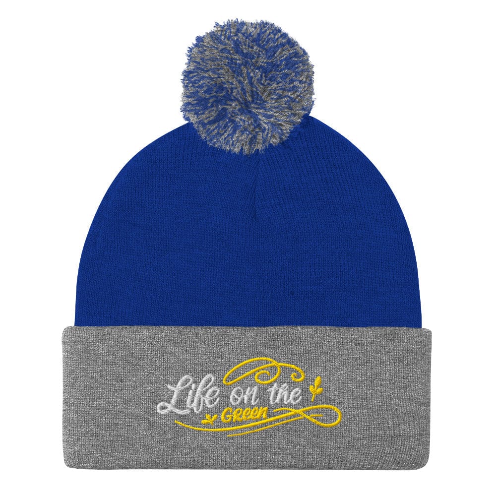 Life on the Green Embroidered Golf Pom-Pom Beanie - Funny Golf Tee by Swing Epic
