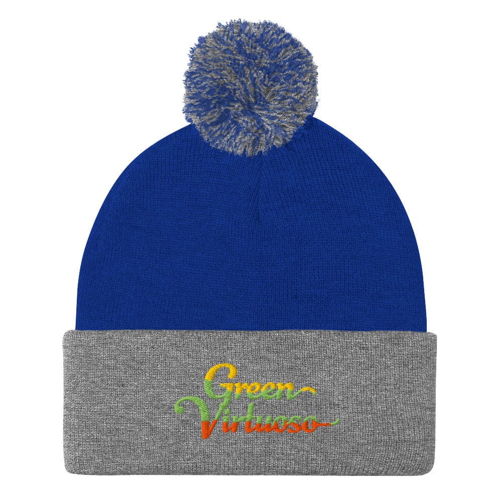 Green Virtuoso Fun Embroidered Golf Pom-Pom Beanie - Funny Golf Tee by Swing Epic