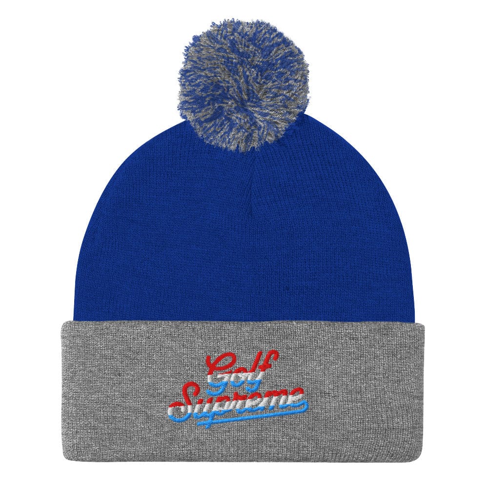 Golf Supreme Quirky Design Embroidered Golf Pom-Pom Beanie - Funny Golf Tee by Swing Epic