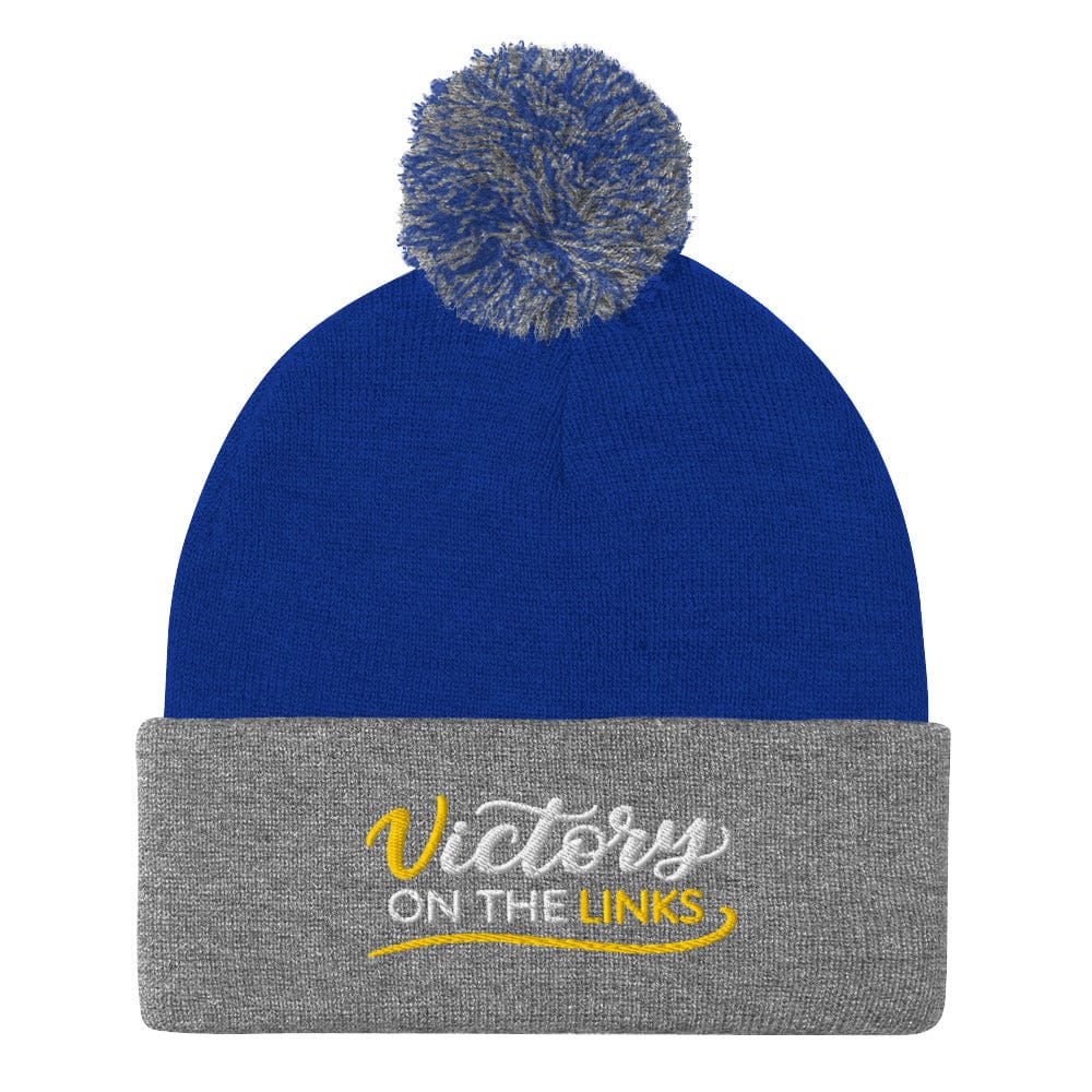 Victory on the Links Embroidered Golf Pom-Pom Beanie - Funny Golf Tee by Swing Epic