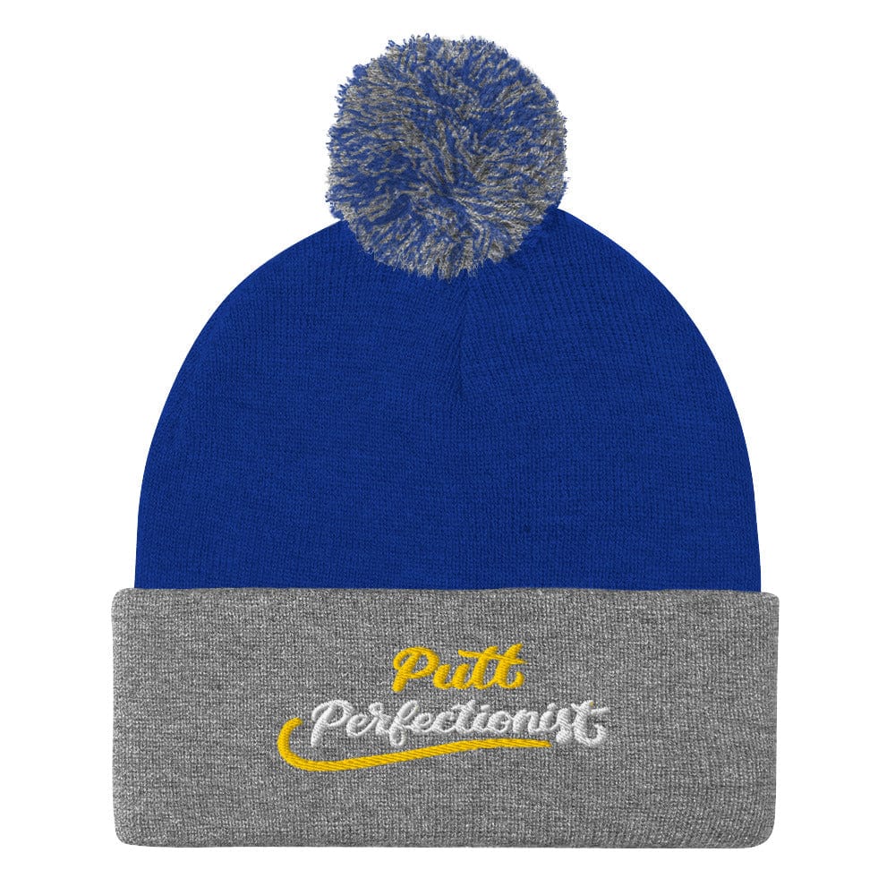 Putt Perfectionist Quirky Fun Embroidered Golf Pom-Pom Beanie - Funny Golf Tee by Swing Epic