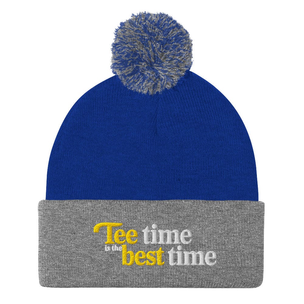 Tee Time is the Best Time Embroidered Golf Pom-Pom Beanie - Funny Golf Tee by Swing Epic