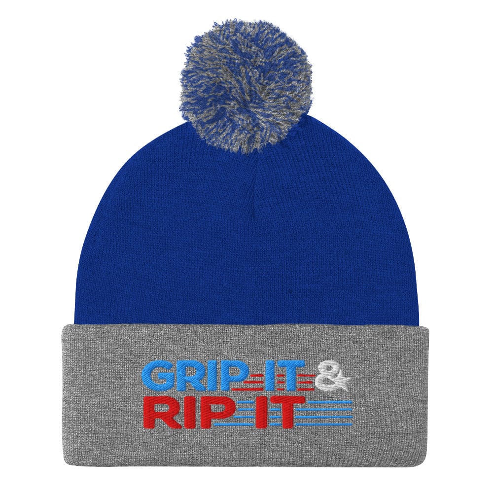 Grip It & Rip It Star Fun Embroidered Golf Pom-Pom Beanie - Funny Golf Tee by Swing Epic
