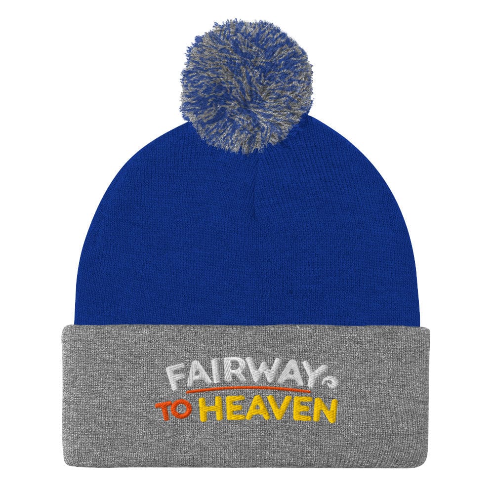Fairway To Heaven Embroidered Golf Pom-Pom Beanie - Funny Golf Tee by Swing Epic