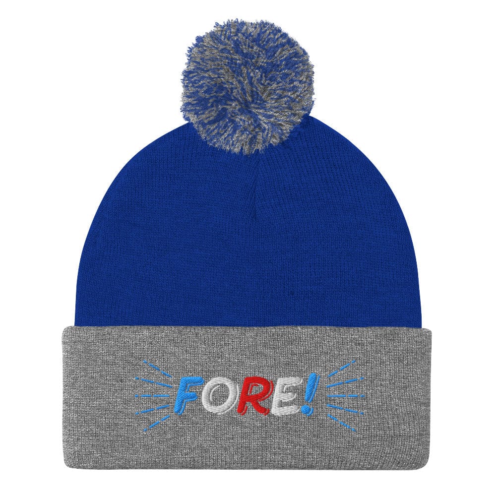 FORE! Quirky Embroidered Golf Pom-Pom Beanie - Funny Golf Tee by Swing Epic