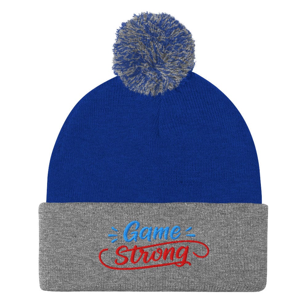 Game Strong Fun Spirit Embroidered Golf Pom-Pom Beanie - Funny Golf Tee by Swing Epic