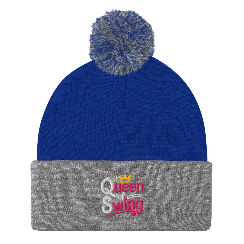 Queen of Swing Embroidered Golf Pom-Pom Beanie - Funny Golf Tee by Swing Epic