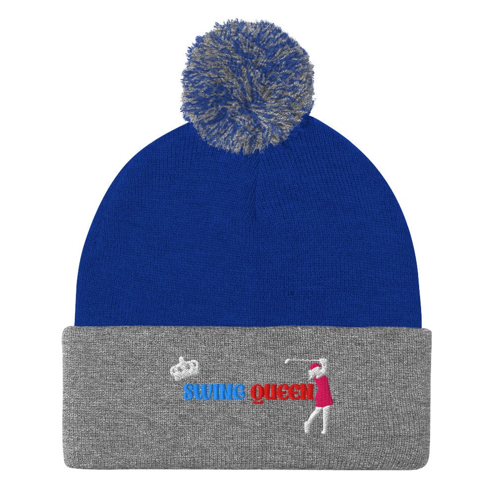 Swing Queen Embroidered Golf Pom-Pom Beanie - Funny Golf Tee by Swing Epic