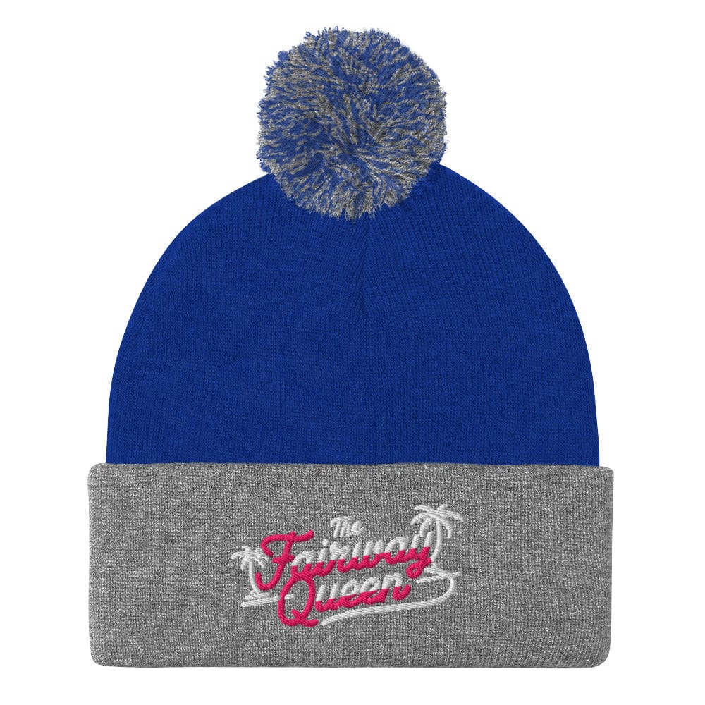 The Fairway Queen Embroidered Golf Pom-Pom Beanie - Funny Golf Tee by Swing Epic