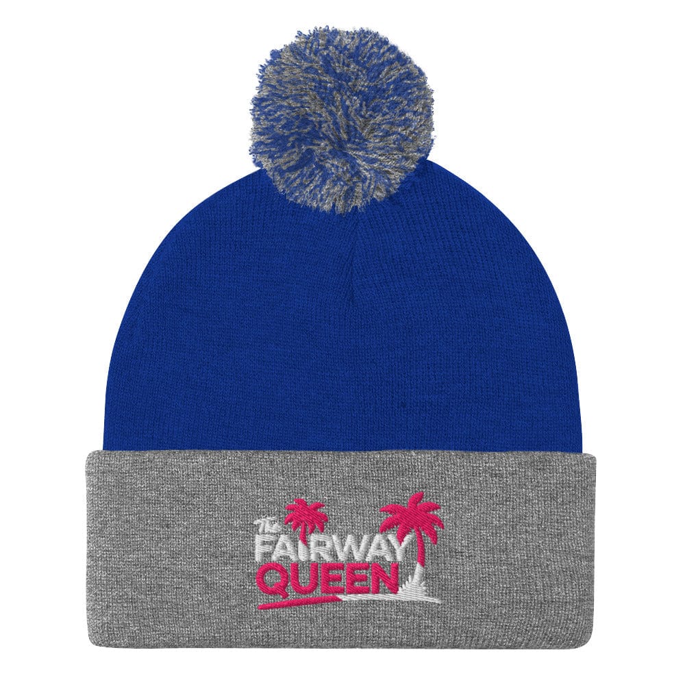 The Fairway Queen Embroidered Golf Pom-Pom Beanie - Funny Golf Tee by Swing Epic
