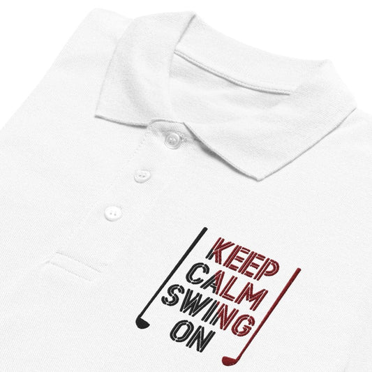 Keep Calm Swing On Embroidered Golf Pique Polo Shirt